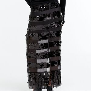 H&M Sheer Panel Sequin Skirt